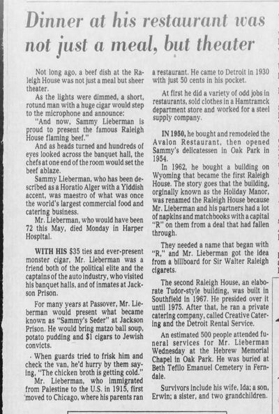 The Raleigh House - April 1981 Article On Sammy Lieberman (newer photo)